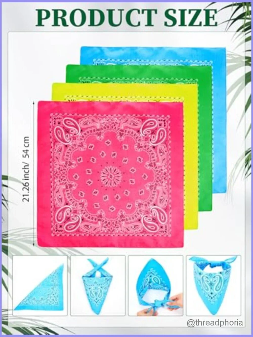 48 Paisley Bandanas Square Scarf Headband for Parade Costume Party